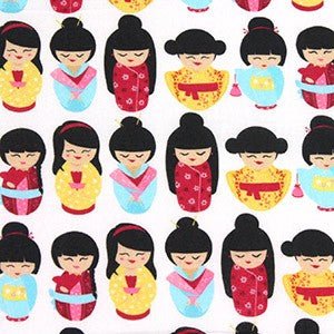 Tissus Kokeshi & Geisha Tissus japonais - TissusPapi.com