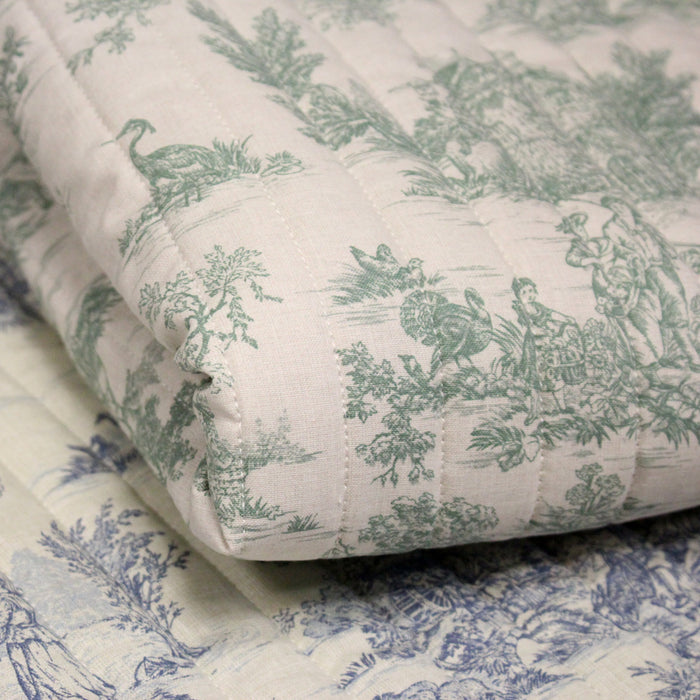 Tissu matelassé TOILE DE JOUY : trois motifs, deux couleurs, cinq tissus !