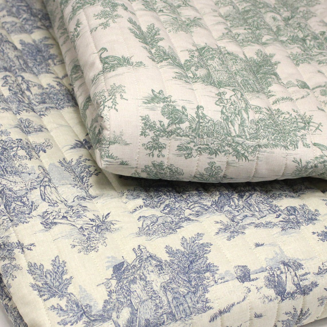 Tissu matelassé TOILE DE JOUY : trois motifs, deux couleurs, cinq tissus ! - TissusPapi.com