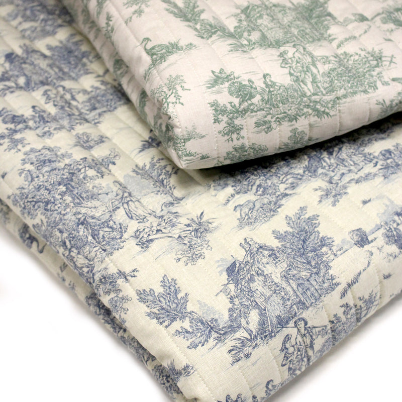 Tissu matelassé TOILE DE JOUY : trois motifs, deux couleurs, cinq tissus ! - TissusPapi.com