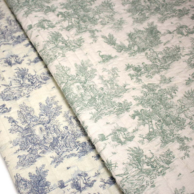 Tissu matelassé TOILE DE JOUY : trois motifs, deux couleurs, cinq tissus ! - TissusPapi.com