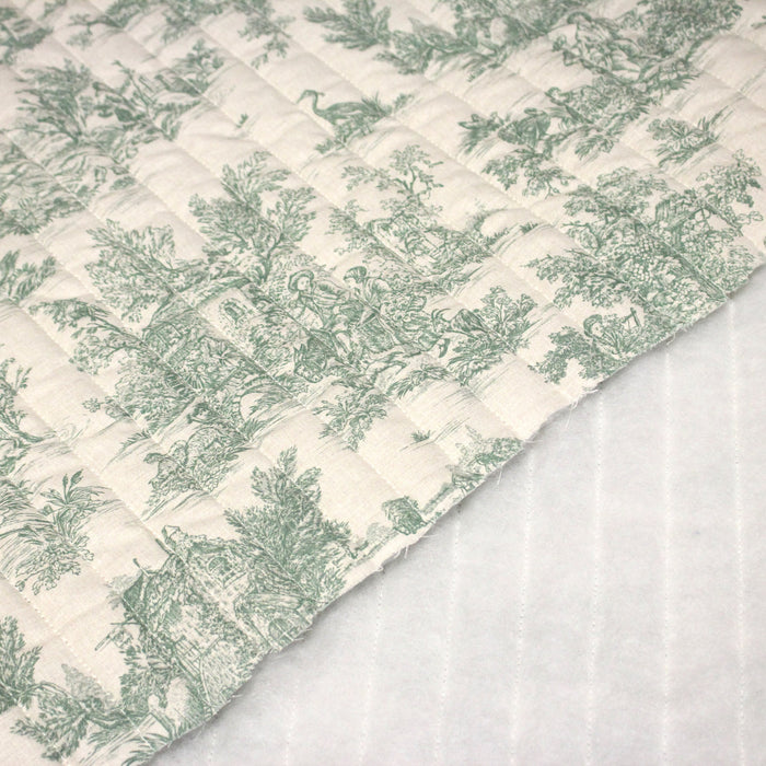 Tissu matelassé TOILE DE JOUY : trois motifs, deux couleurs, cinq tissus !