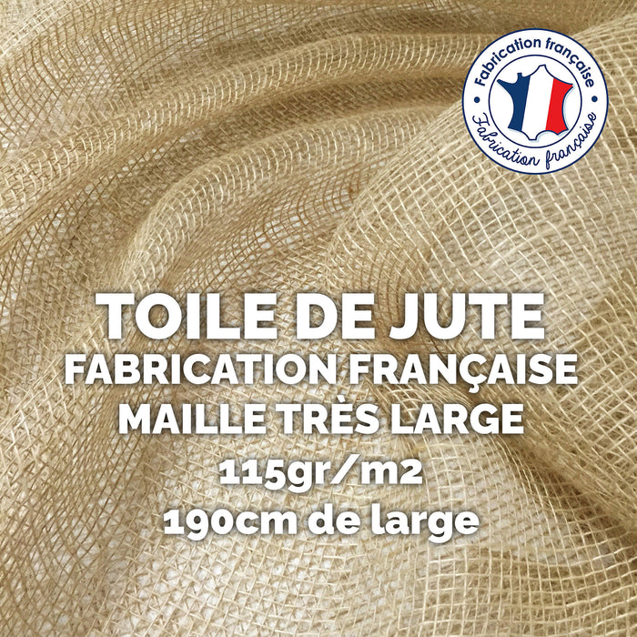 Tissu toile de jute - Grande largeur 190cm - 115gr-m2 - Fabrication française