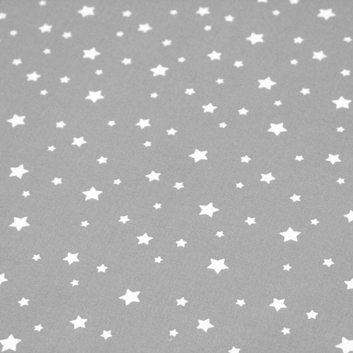 Tissu de coton gris aux petites étoiles blanches - OEKO-TEX