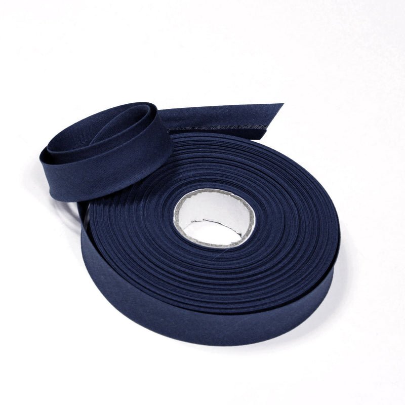 Biais de coton bleu marine - Galette de 25 mètres - TissusPapi.com