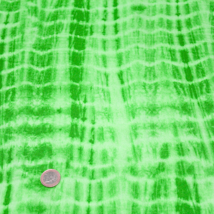 Tissu cotonnade tie & dye vert citron lime