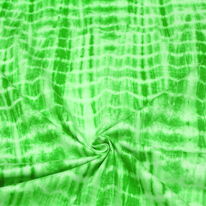 Tissu cotonnade tie & dye vert citron lime
