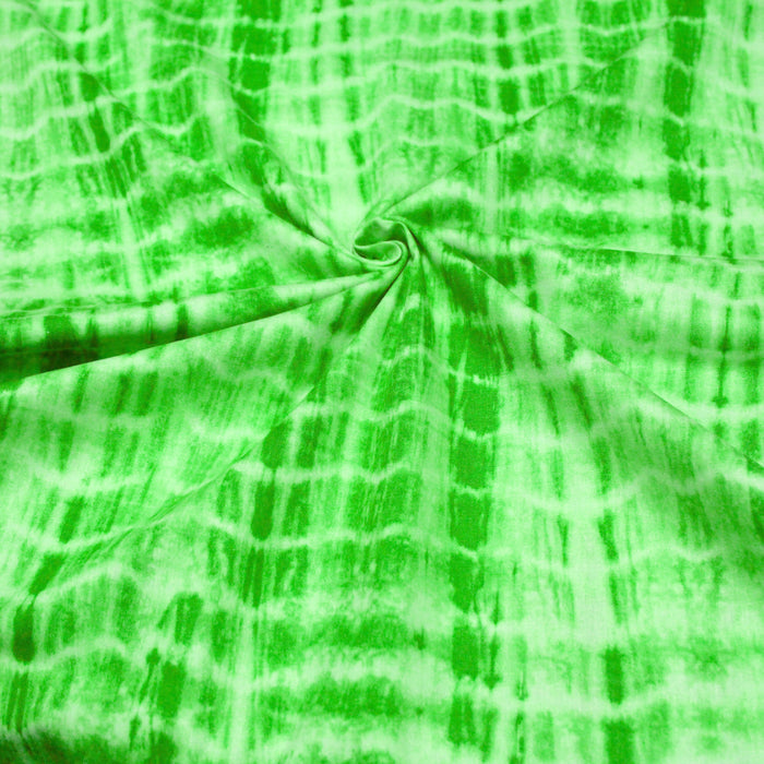 Tissu cotonnade tie & dye vert citron lime