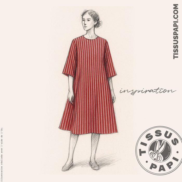 Tissu coton tissé rayé larges rayures 10mm : nombreuses couleurs ! - OEKO - TEX - TissusPapi.com