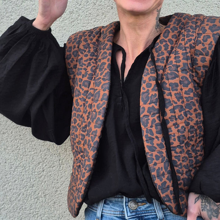 Tissu matelassé LEOPARD : tons marron chocolat - STANDARD 100 OEKO - TEX - TissusPapi.com