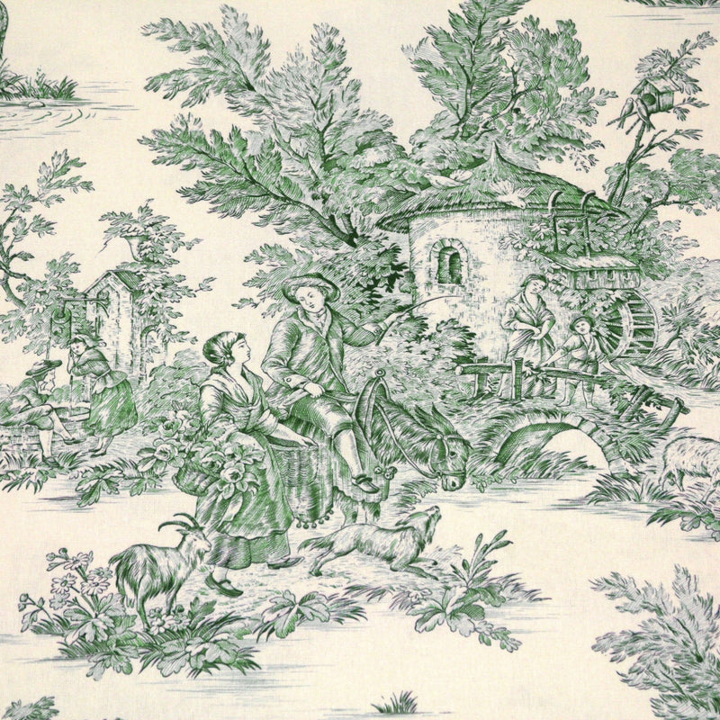 Tissu coton épais demi - natté TOILE DE JOUY, grande largeur 280cm : bleu, vert, rouge, noir - OEKO - TEX - TissusPapi.com