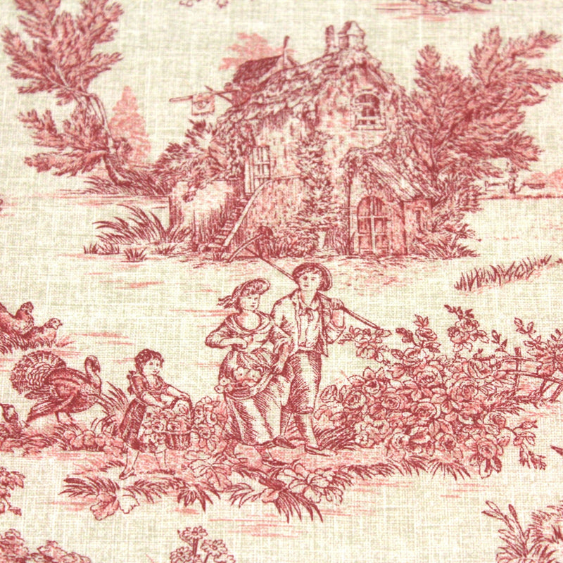 Tissu coton Toile de Jouy traditionnelle 160cm de large : bleu, rouge, vert, gris - OEKO - TEX - TissusPapi.com