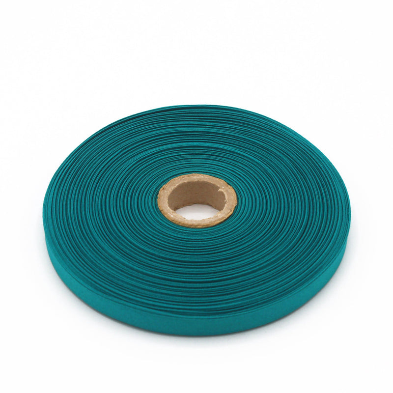 Ruban de sergé vert paon 10mm - Galette de 50 mètres - Fabrication française - TissusPapi.com
