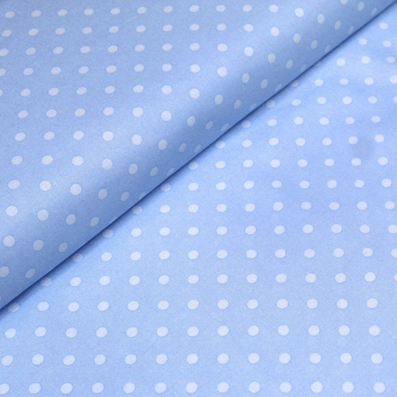 Tissu cotonnade bleu ciel aux pois bleus 6mm - TissusPapi.com
