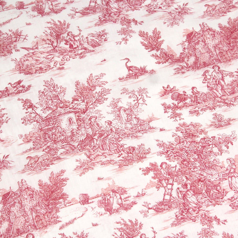 Tissu coton renforcé TOILE DE JOUY grande largeur 280cm : bleu, rouge, vert, gris - OEKO - TEX - TissusPapi.com