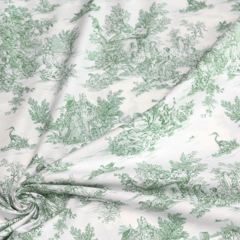 Tissu coton renforcé TOILE DE JOUY grande largeur 280cm : bleu, rouge, vert, gris - OEKO - TEX - TissusPapi.com