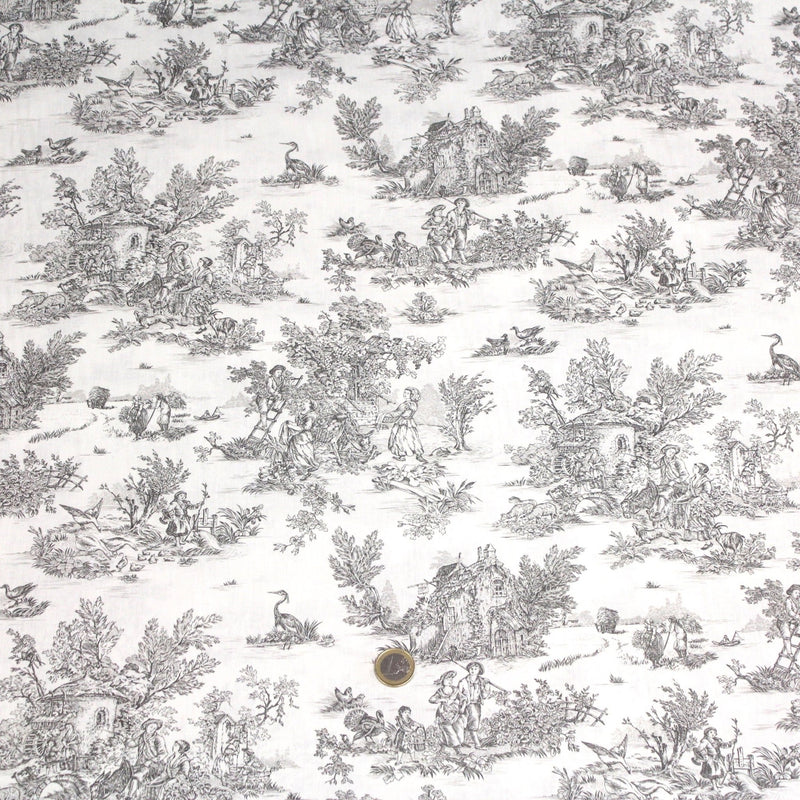 Tissu coton renforcé TOILE DE JOUY grande largeur 280cm : bleu, rouge, vert, gris - OEKO - TEX - TissusPapi.com