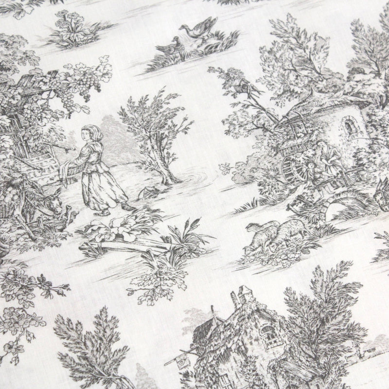 Tissu coton renforcé TOILE DE JOUY grande largeur 280cm : bleu, rouge, vert, gris - OEKO - TEX - TissusPapi.com