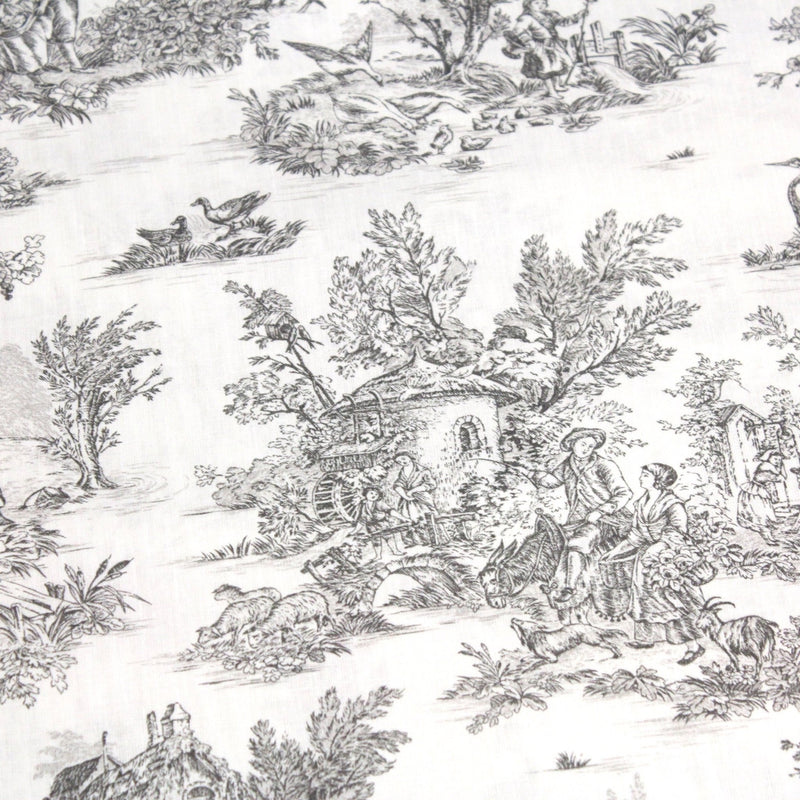 Tissu coton renforcé TOILE DE JOUY grande largeur 280cm : bleu, rouge, vert, gris - OEKO - TEX - TissusPapi.com
