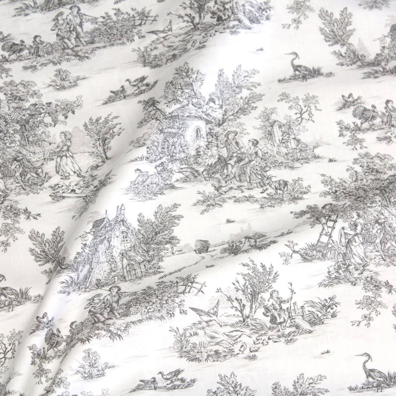 Tissu coton renforcé TOILE DE JOUY grande largeur 280cm : bleu, rouge, vert, gris - OEKO - TEX - TissusPapi.com