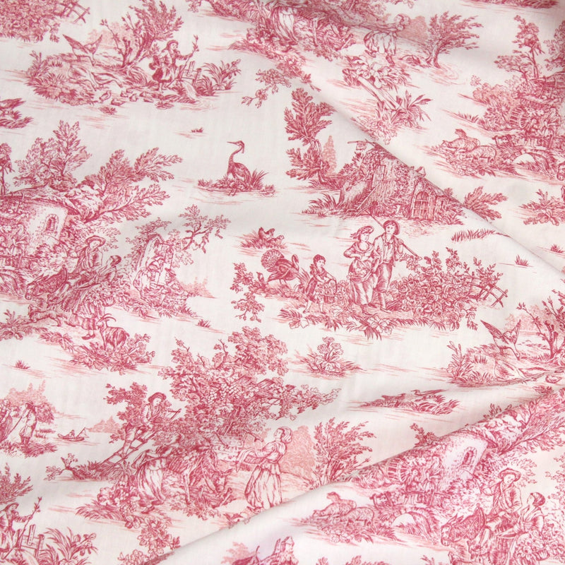 Tissu coton renforcé TOILE DE JOUY grande largeur 280cm : bleu, rouge, vert, gris - OEKO - TEX - TissusPapi.com