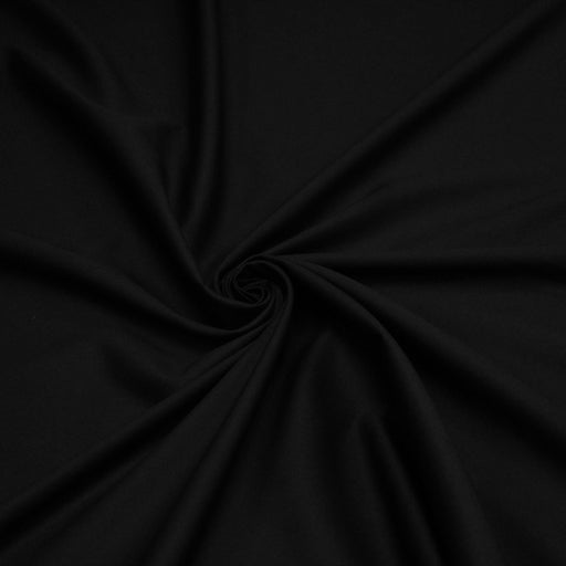 Tissu Gabardine de coton élasthanne noir uni - TissusPapi.com