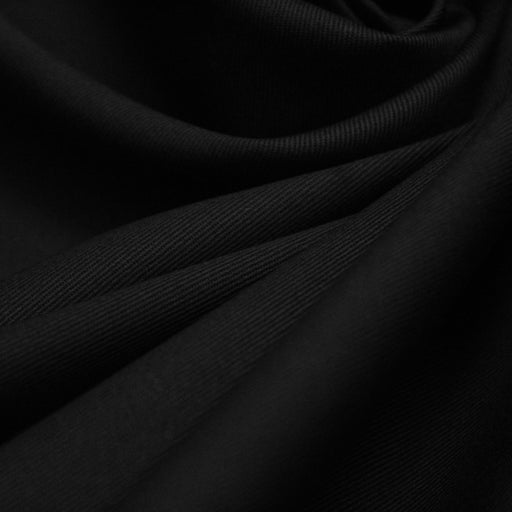 Tissu Gabardine de coton élasthanne noir uni - TissusPapi.com