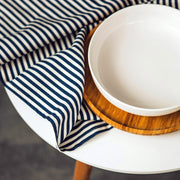 Tissu popeline de coton marinière à rayures blanches et bleu marine - OEKO - TEX STANDARD 100 - TissusPapi.com