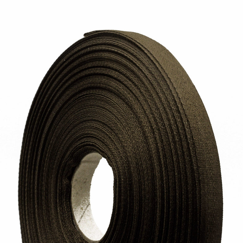 Ruban de sergé marron chocolat 10mm - Galette de 50 mètres - Fabrication française - TissusPapi.com
