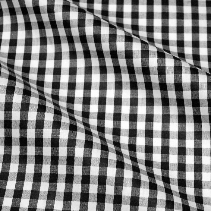 Tissu popeline de coton VICHY noir & blanc à carreaux 6mm - OEKO-TEX®