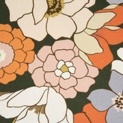 Tissu gabardine de coton SUZANNE imprimé fleurs rétro : bleu, rouille, olive - OEKO - TEX STANDARD 100 - TissusPapi.com
