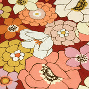 Tissu gabardine de coton SUZANNE imprimé fleurs rétro : bleu, rouille, olive - OEKO - TEX STANDARD 100 - TissusPapi.com