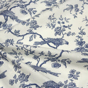 Tissu coton TOILE DE JOUY AUX MESANGES : bleu, vert - OEKO - TEX - TissusPapi.com
