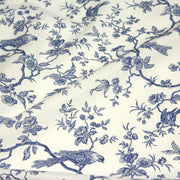 Tissu coton TOILE DE JOUY AUX MESANGES : bleu, vert - OEKO - TEX - TissusPapi.com