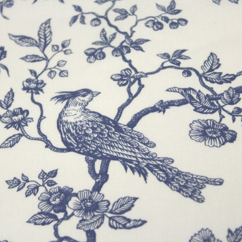Tissu coton TOILE DE JOUY AUX MESANGES : bleu, vert - OEKO - TEX - TissusPapi.com