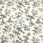 Tissu coton renforcé TOILE DE JOUY AUX MESANGES grande largeur 280cm : bleu, rouge, vert, gris - OEKO - TEX - TissusPapi.com