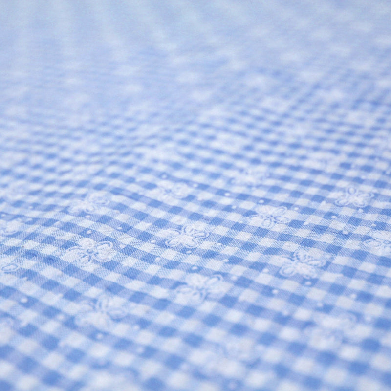 Tissu coton Seersucker VICHY carreaux & fines fleurs blanches : bleu, jaune, rose, violet - TissusPapi.com