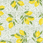 Tissu cotonnade Carreaux de faïence et citrons : tons verts ou bleus - COLLECTION SICILIA - OEKO - TEX STANDARD 100 - TissusPapi.com