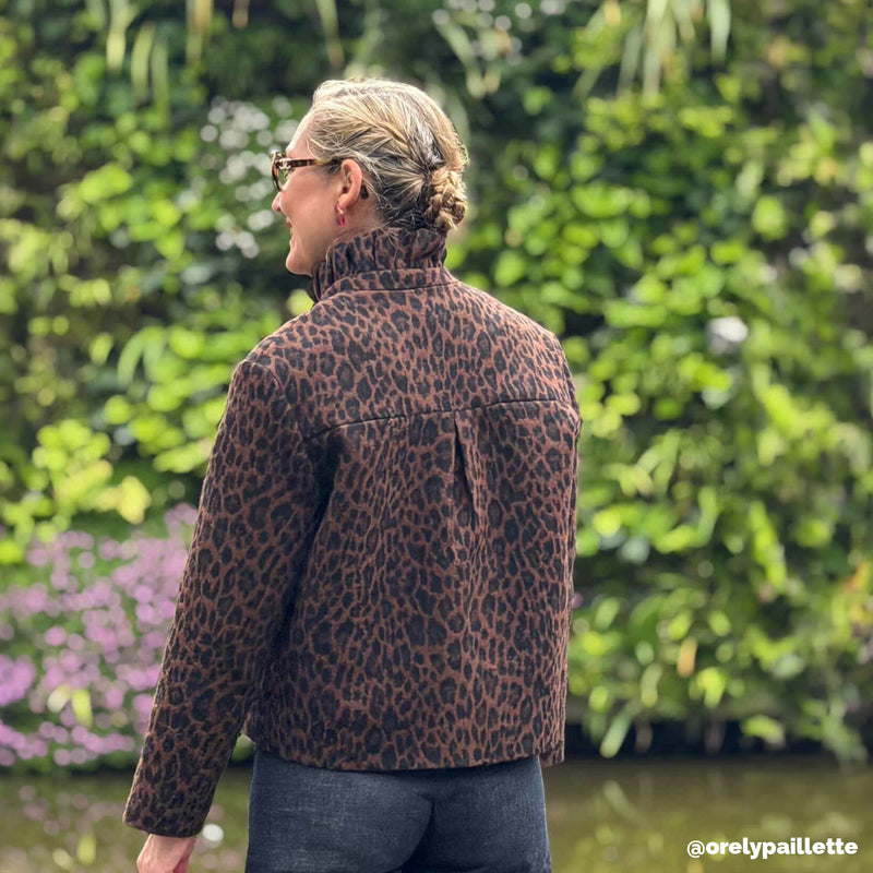 Tissu lainage motif léopard : grège & chocolat ou tout chocolat - EXCLUSIVITE FABRIQUEE EN ITALIE - TissusPapi.com