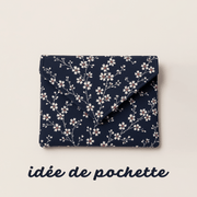 Tissu cotonnade HANA HANA, fleurs de cerisier japonais noir & blanc, fond rouge / bleu / jaune - OEKO - TEX - TissusPapi.com