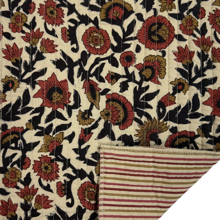 Tissu matelassé coton indien, motif traditionnel floral : nombreuses couleurs et fleuris au choix! - TissusPapi.com
