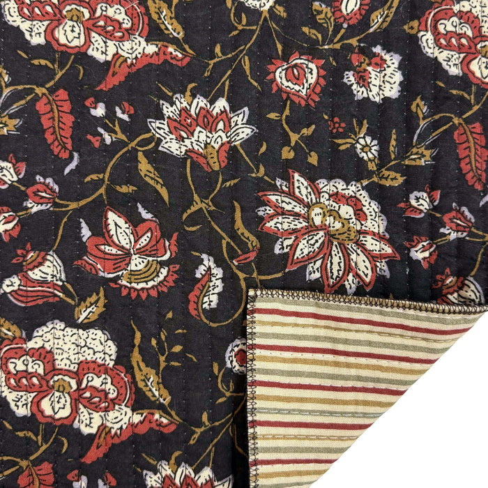 Tissu matelassé coton indien, motif traditionnel floral : nombreuses couleurs et fleuris au choix! - TissusPapi.com