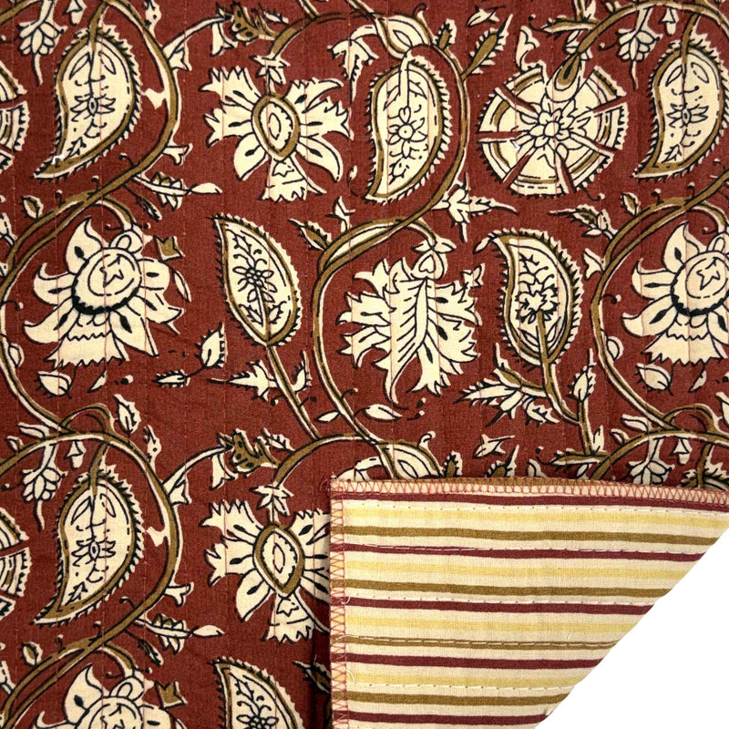 Tissu matelassé coton indien, motif traditionnel floral : nombreuses couleurs et fleuris au choix! - TissusPapi.com
