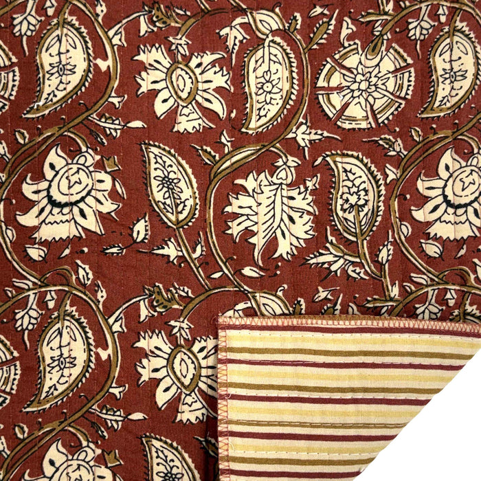 Tissu matelassé coton indien, motif traditionnel floral : nombreuses couleurs et fleuris au choix! - TissusPapi.com