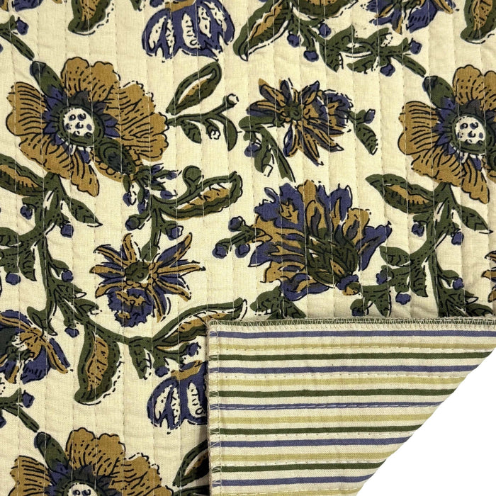 Tissu matelassé coton indien, motif traditionnel floral : nombreuses couleurs et fleuris au choix! - TissusPapi.com