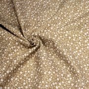 Tissu cotonnade ocre aux fleurs blanches - OEKO - TEX - TissusPapi.com