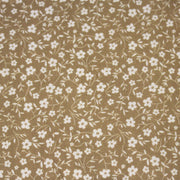 Tissu cotonnade ocre aux fleurs blanches - OEKO - TEX - TissusPapi.com