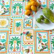 Tissu cotonnade PALMIERS, ANANAS, PERROQUETS - COLLECTION SICILIA - OEKO - TEX STANDARD 100 - TissusPapi.com