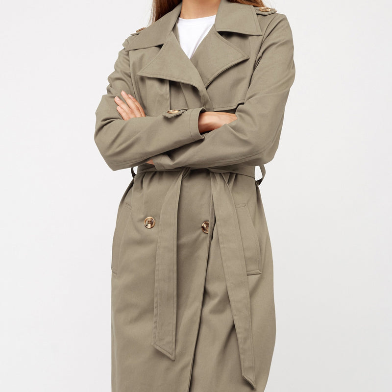 Tissu gabardine polycoton couleur beige sable trench 275gr/m2 - TissusPapi.com