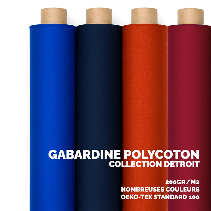Tissu gabardine polycoton DETROIT 200gr/m2 : nombreuses couleurs !